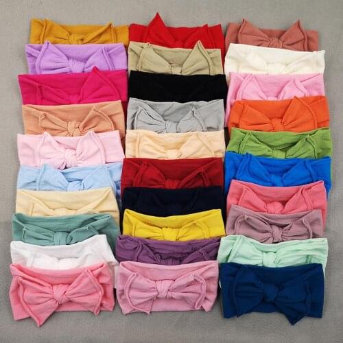 1PCS New Braid Nylon Bow Headbands,Cable Knit Solid Wide Nylon Headbands Turban, Baby Girls Head Wrap Hair Accessories 30 colors