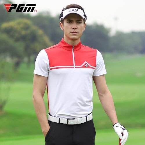 2020 PGM golf Sportswear Summer Breathable Men Zipper Collar Slim Fit Golf T-shirt short-sleeved Quick Dry sports Shirt