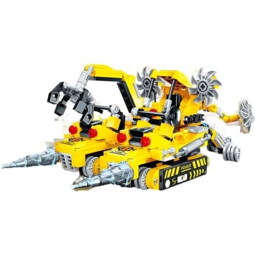 4IN1 Urban Multifunctional Engineering Vehicle Bulldozer Building Blocks Bricks Car Helicopter Trucks Toys For Children Birthday