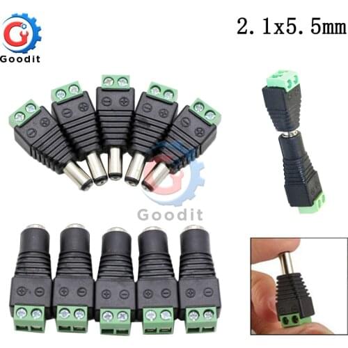 5.5x2.1MM Male & Female Polarity DC Power plug Jack Adapter Connector Plug for CCTV 2.1*5.5mm