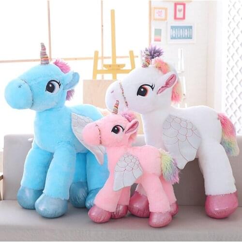 60/90cm Cute Plush Unicorn Horse Dolls Stuffed Unicorn Plush Toys Gift for Kids Home Decor Cartoon Horse Toys Gift for Children