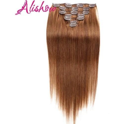 Alishow Clip in Machine Made Remy Hair 160g 10pcs Thick Hair 100% Nature Human Hair Clip in Human Hair Extension Double Weft