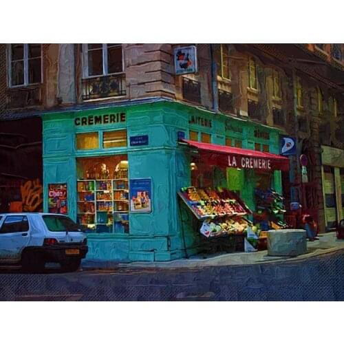 Free shipping Mediterranean style store street scenery oil painting canvas prints printed on canvas wall art decoration picture