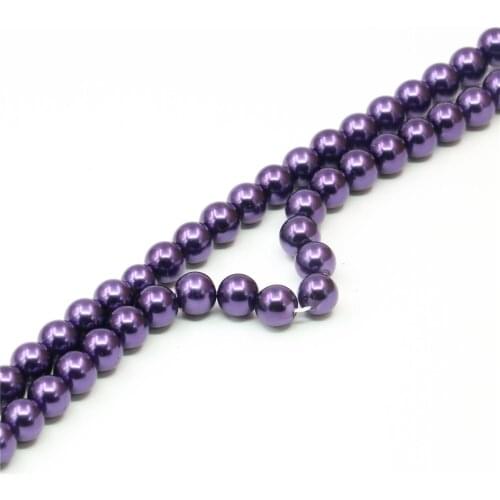 Noble Purple Artificial Shell Pearl Round Beads 4/6/8/10/12/14mm Diy Necklace/Bracelet Jewelry Making Womens Gifts 15inch Y831