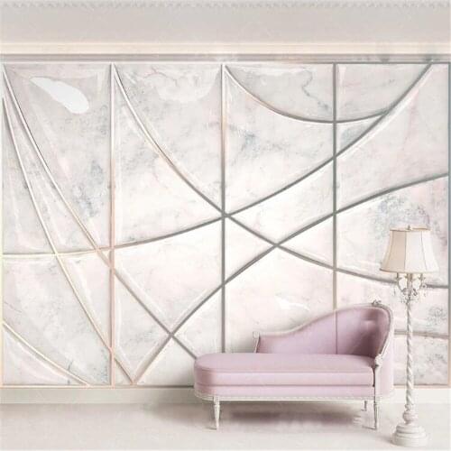 Milofi customized large wallpaper mural jazz white marble texture 3d solid geometric soft package background wall