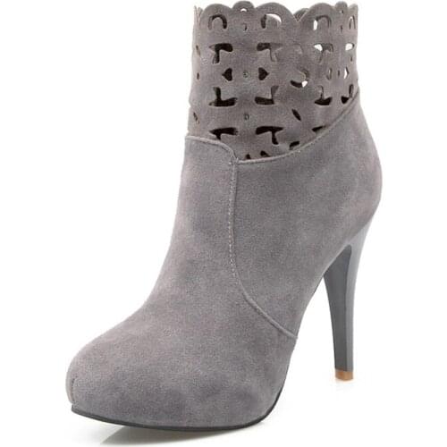 Big Size 9 10 11 12 boots women shoes ankle boots for women ladies boots shoes woman winter Solid color round head side zipper