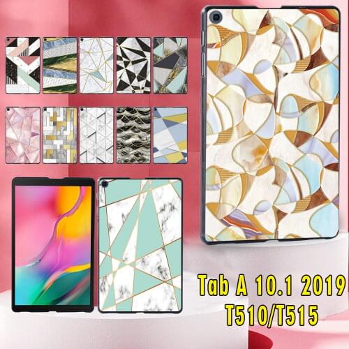 Case for Samsung Galaxy Tab A 10.1 2019 T510/T515 Geometry Pattern Plastic Durable Tablet Back Cover+Stylus