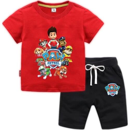 Children clothing Pure Cotton Boys and Girls T Shirt Shorts Suit Summer Paw Patrol Baby Sportswear