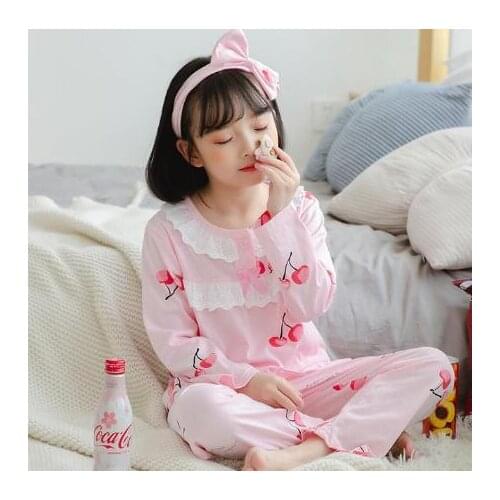 Childrens pajamas home service suit cotton long-sleeved pajamas girls autumn and winter warm baby children cute underwear