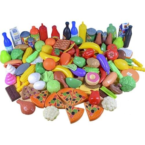 Childrens home simulation food set baby fruit and vegetable burger cognitive 120 pieces of kitchen toys play house toys