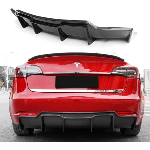 Carbon Fiber Rear Bumper Diffuser Spoiler Chin for Tesla Model 3 Rear Lip Diffuser Protector 2015 2016 2017 2018 2019