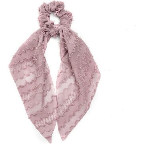 Long Ribbon Hair Scrunchies Hairy Ponytail Holder Bow Elastic Hair Accessories For Women Scarf Bow Tie Hair Band Scarf Hair Tie