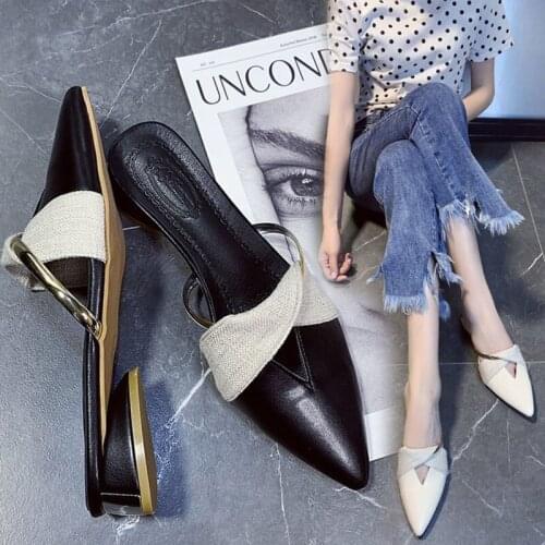 European and American Slippers 2020 New Summer Sandals Shallow Mouth Thick Heel Slipper Non-slip Lightweight Slippers Women