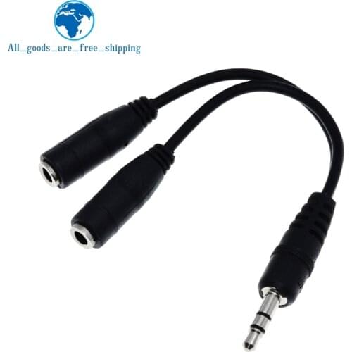 TZT black 3.5mm 1 in 2 couples audio line Earbud Headset Headphone Earphone Splitter For pad Phone Android Mobile MP3 MP4