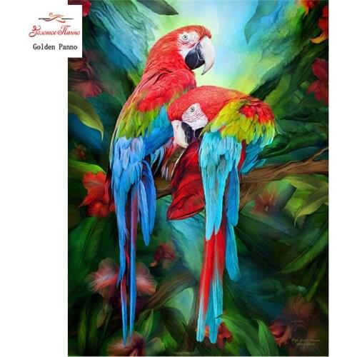 GOLDEN PANNO Diamond Painting Full Square 5D Diy Daimond Embroidery Diamant Mosaic Sale rhinestones pictures Two Parrots 03