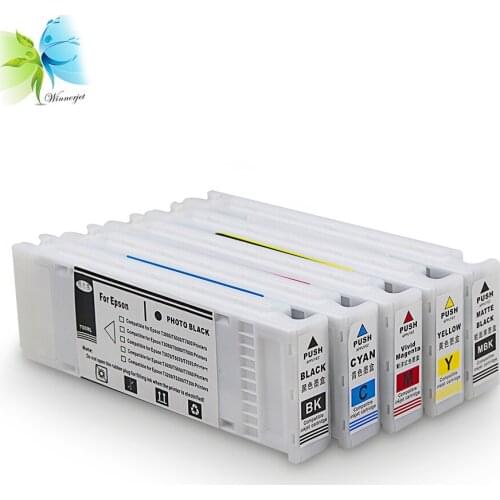 WINNERJET 700ml 5 Colors Compatible Ink Cartridge with Pigment Ink and One Time Use Chip for Epson SC-T5000 Printer