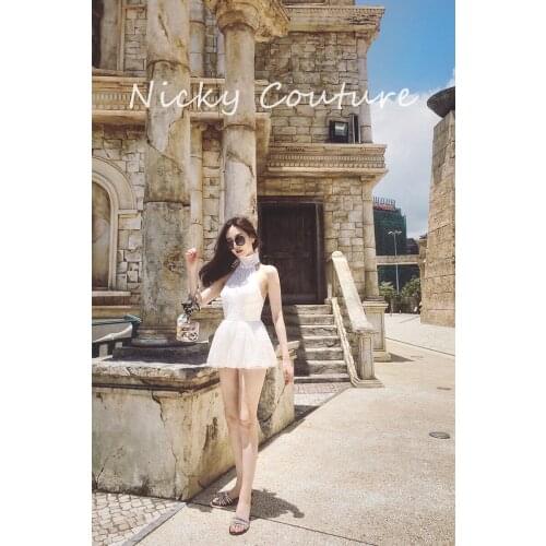 Lace bandage bra neck dress womens design minority skirt