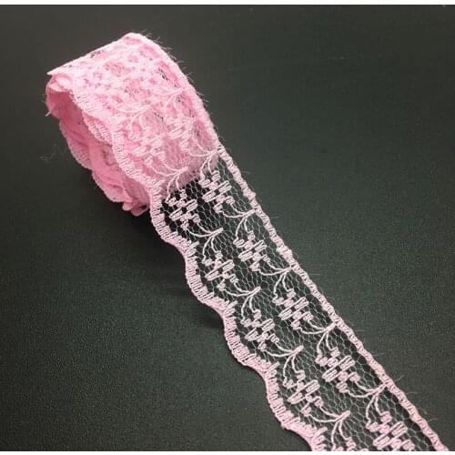 3/4" 20mm Wide (10yards/lot)Pink Handicrafts Embroidered Net Lace Trim Ribbon DIY Wedding/Birthday/Christmas Decorations