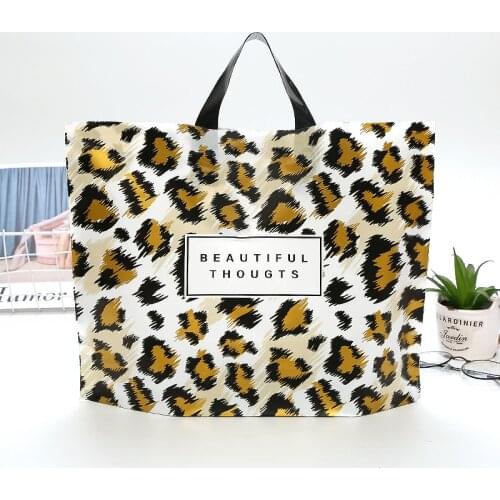 Classic Leopard Gift Bags Handles Plastic Cloth Storage Bag Party Supplies Shopping Packing Wedding Decoration 10pcs 25x35+10cm