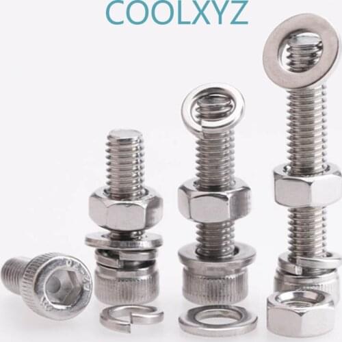 M8M10M12 stainless steel 304 cup head hexagonal bolt nut gasket set large full gasket combination 5PCS