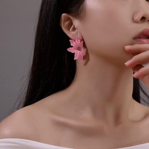 Trendy Colourful Big Flowers Drop Earrings For Women Exaggerated Irregular Earrings Jewelry Girls Gifts Bijoux Brincos