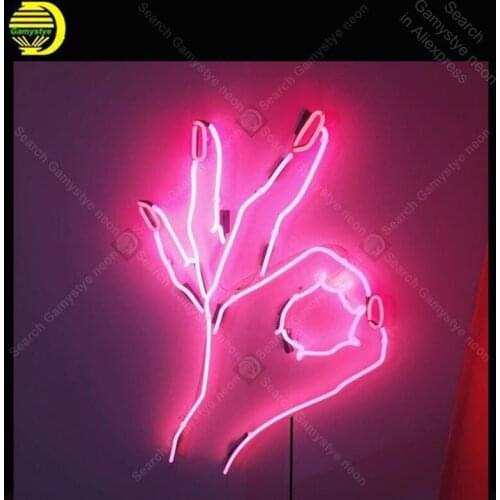 Neon light Signs gesture for Okay Neon Bulbs sign Lamps Glass Handcraft hotel home display neon Letrero Neons enseigne lumine