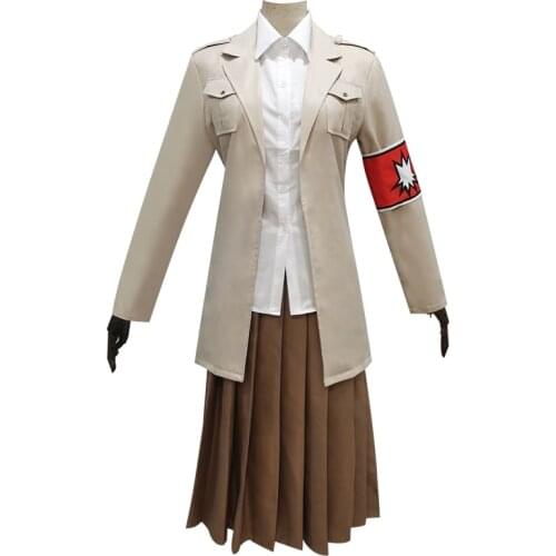 New Arrival Attack on Titan Eldian Warrior Unit Pieck Cosplay Costume Eldian Dress full set coat+shirt+skirt+armband