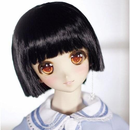 New 22-24cm Black Short hair One knife flat 1/3 BJD SD DD Doll Wig