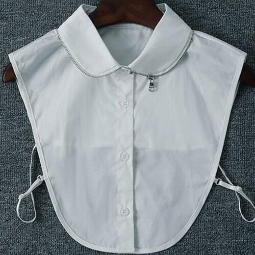 New sweater chiffon leaves fake crystal collar Decorative women gift Blouse collar embroidered Creative zipper solid color wild