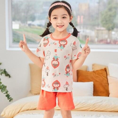 Girls Clothes Children Pajamas Kids Boys Clothes Set Sleepwear Toddler Homewear Cartoon Summer Pyjamas Short Sleeve Cotton Suit