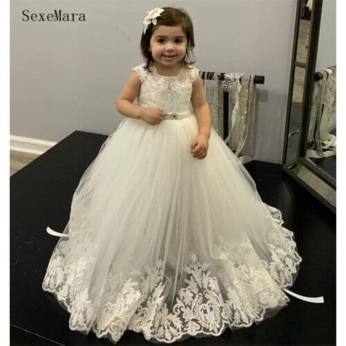 Flower Girl Dresses Lace Tulle Girl Dresses For Wedding Vintage Little Girl Pageant Dresses for Little Princess Kids Gown