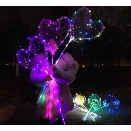 Valentines Day gifts led heart bobo ball balloons night lights clear balloon flash air balloon for wedding decoratio lin4482