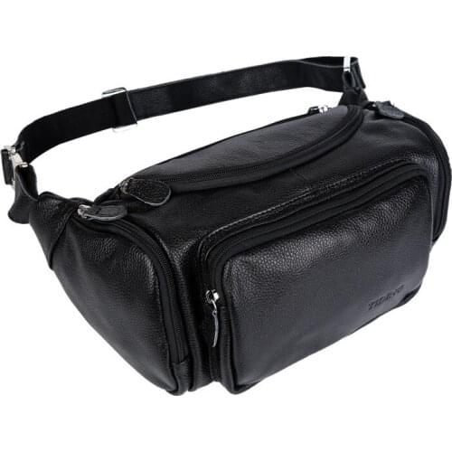 Waist Packs Bag Men Cow Leather Black 2021 New Male Casual Fashion Large Business Waist Pack Bags