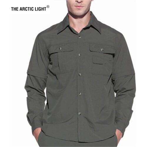 THE ARCTIC LIGHT Men Summer Quick Dry Hiking Shirt Removable Army Fishing&Hunting Breathable Rock Climbing Male Outdoor Shirts