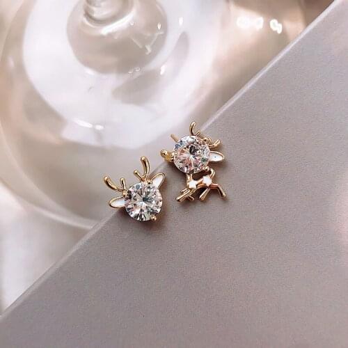 S925 Fashion Temperament Retro Christmas Gift Elk Exquisite Geometric Earrings New Simple Niche Female Earring Trend