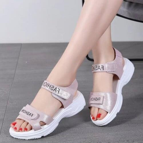 Sandals Womens Student Korean Rome Wedges Heels Bottom Shoes Versatile Summer College Fashion Casual Beach Sandals 4cm