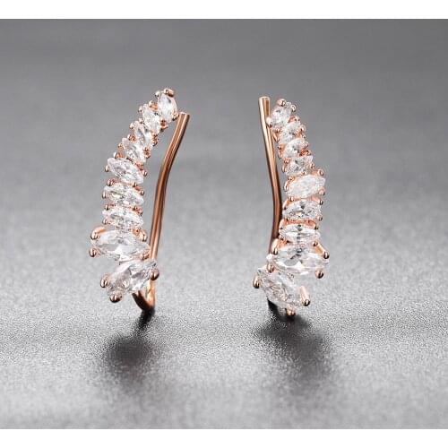 Top Quality 2015 New Four-Prong Setting 9pcs Cubic Zirconia Rose Gold Color Ear Hook Stud Earrings Jewelry ZYE791 ZYE792