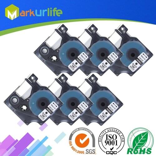6 PCS 12mm replacement label Self-Adhesive D1 Tape 45803(S072083) for Dymo LabelManager Printer 12mm (1/2") x 7m black on clear