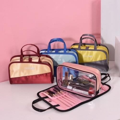 New Color Patchwork Cosmetics Holding Bags Two-piece Wash Bag Protable Makeup Bag For Ladies