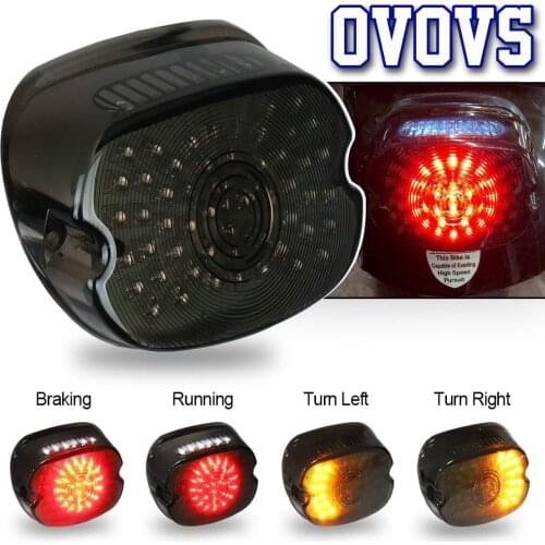 Smoked LED Tail Light Lay Down Tail Lamp with Braking Turn Signal for Harley Sportster Dyna FXDL Electra Glides Road King