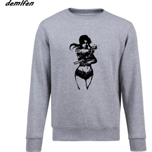 Spring autumn Black Lagoon Anime Revy Minimalistic Art Mens (womans Available) Grey hoodie Men pullover Sweatshirt Harajuku
