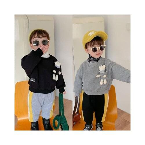 Boys Thick Sweatshirt Korean Style 2020 New Baby Winter Clothes Boys Cartoon Tops Childrens Autumn and Winter Pullovers Top Tee