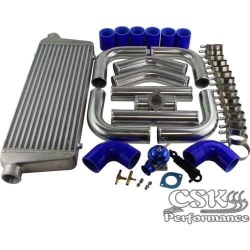 2.25'' 550x230x64mm Universal Alum Intercooler + Pipe Piping Hose Kit + BOV Turbo Blow Off Valve Kit