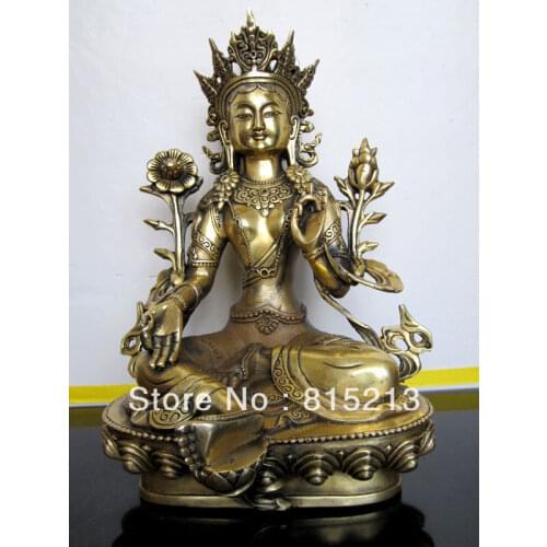Wang 000119 Tibetan bronze green tara buddha statue 28cm