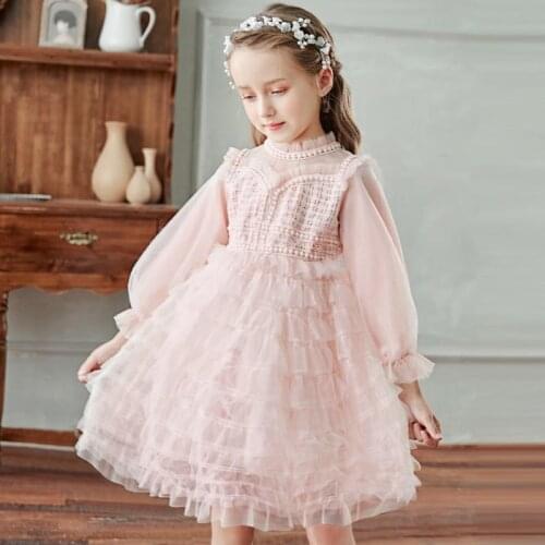 Spring Girls Dress 2021 Elegant Children Clothes Prom Princess Dress for Teens Girl Tutu Layered Dress Long Sleeve Kids Clothing