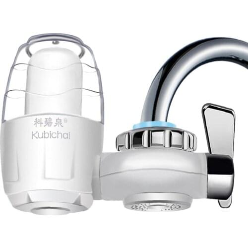 Tap Water Filter Faucet Filtration System with Ceramic Filter Element, Reduces Chloride - White&Clear HBF-8907