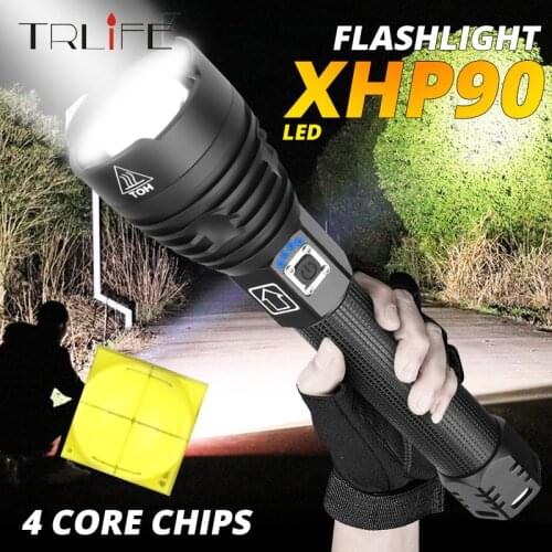 XLamp XHP90 The Most Powerful Usb Zoomable Led Flashlight Xhp70.2 Tactical Flash Light Torch by 26650 or 18650 battery for hunt