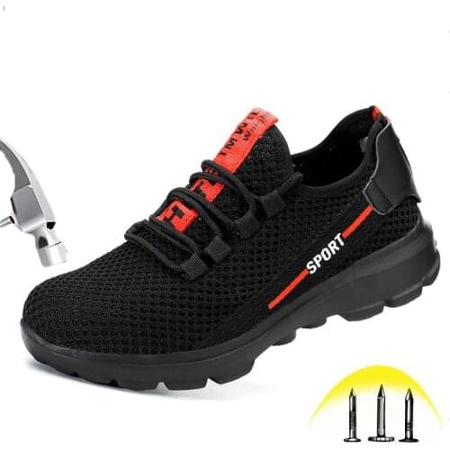 Safety Work Shoes Mens Steel Toe Caps Summer Large Mesh Anti-smashing Puncture Proof Wear resistant EVA ultralight Safety Boots
