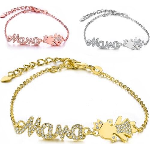 JUYA fashion mama Bracelets Handmade Women Kids Charms Jewelry copper zircon boy girls Mother bracelets gift kawaii jewelry