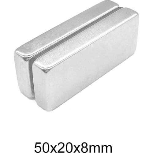1/2/5PCS 50x20x8 Block Strong Magnetic Magnets 50mm x 20mm N35 Permanent Magnet 50x20x8mm Quadrate Big Neodymium Magnet 50*20*8